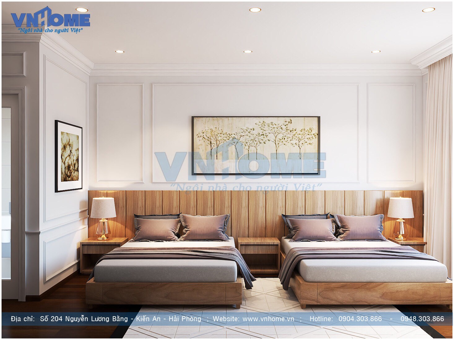 Các nguyên tắc thiết kế nội thất phòng ngủ khách sạn đẹp -VNH NTPN 0013