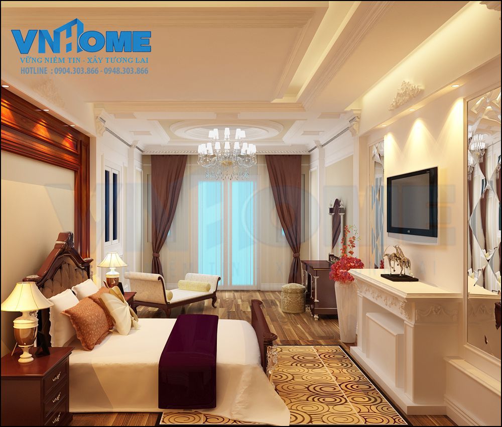 Thiết kế nội thất phòng ngủ tân cổ điển sang trọng tại Hải Phòng-VNH NTPN 0003