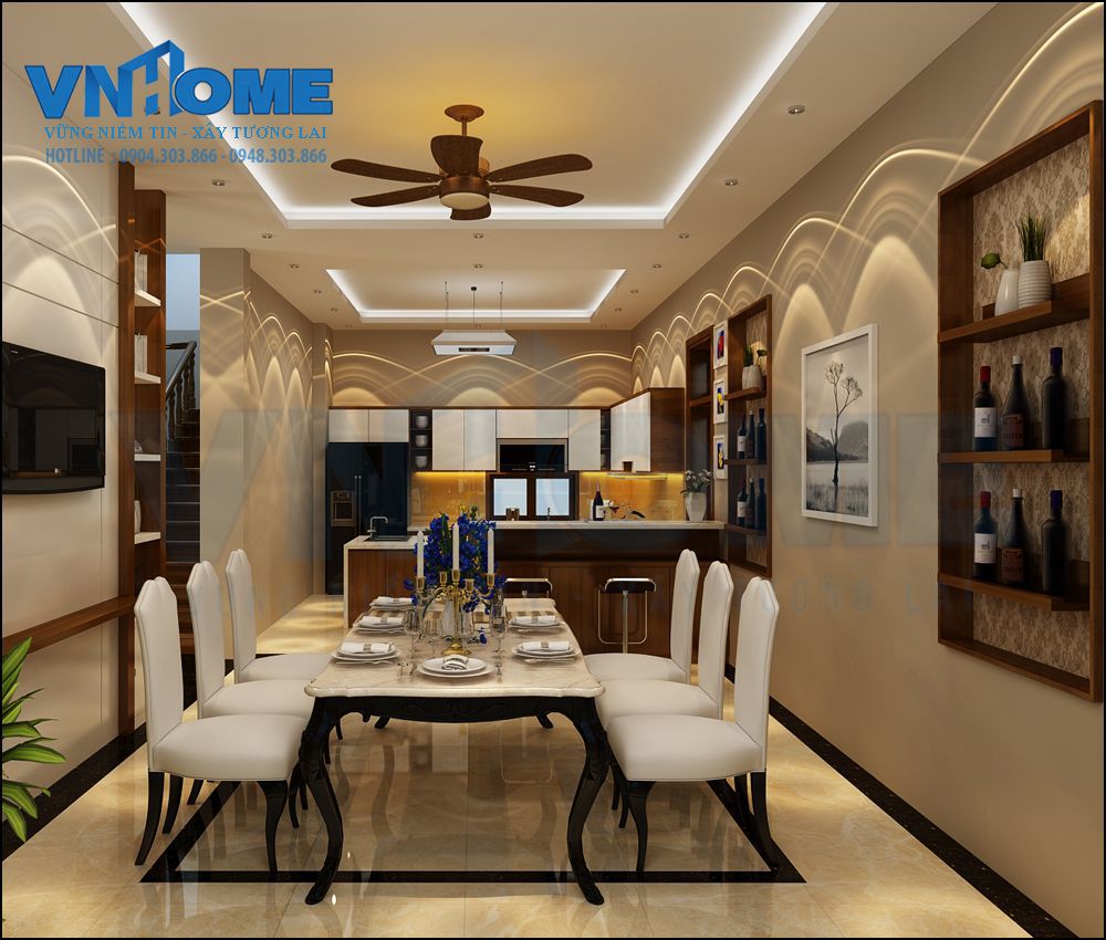 Thiết kế nội thất phòng bếp-ăn hiện đại đẹp và sang trong-VNH-NTPB 0003