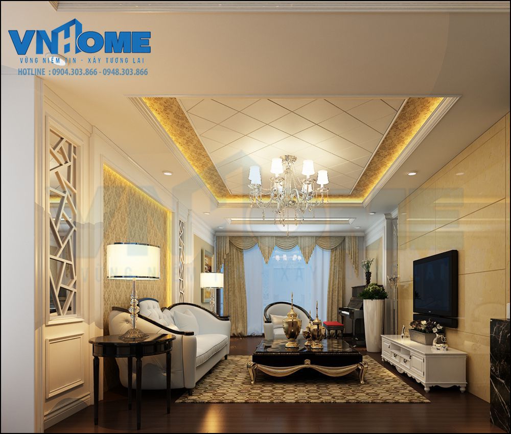 10 mẫu phòng khách thiết kế theo phong cách tân cổ điển-VNH NTPK 0003