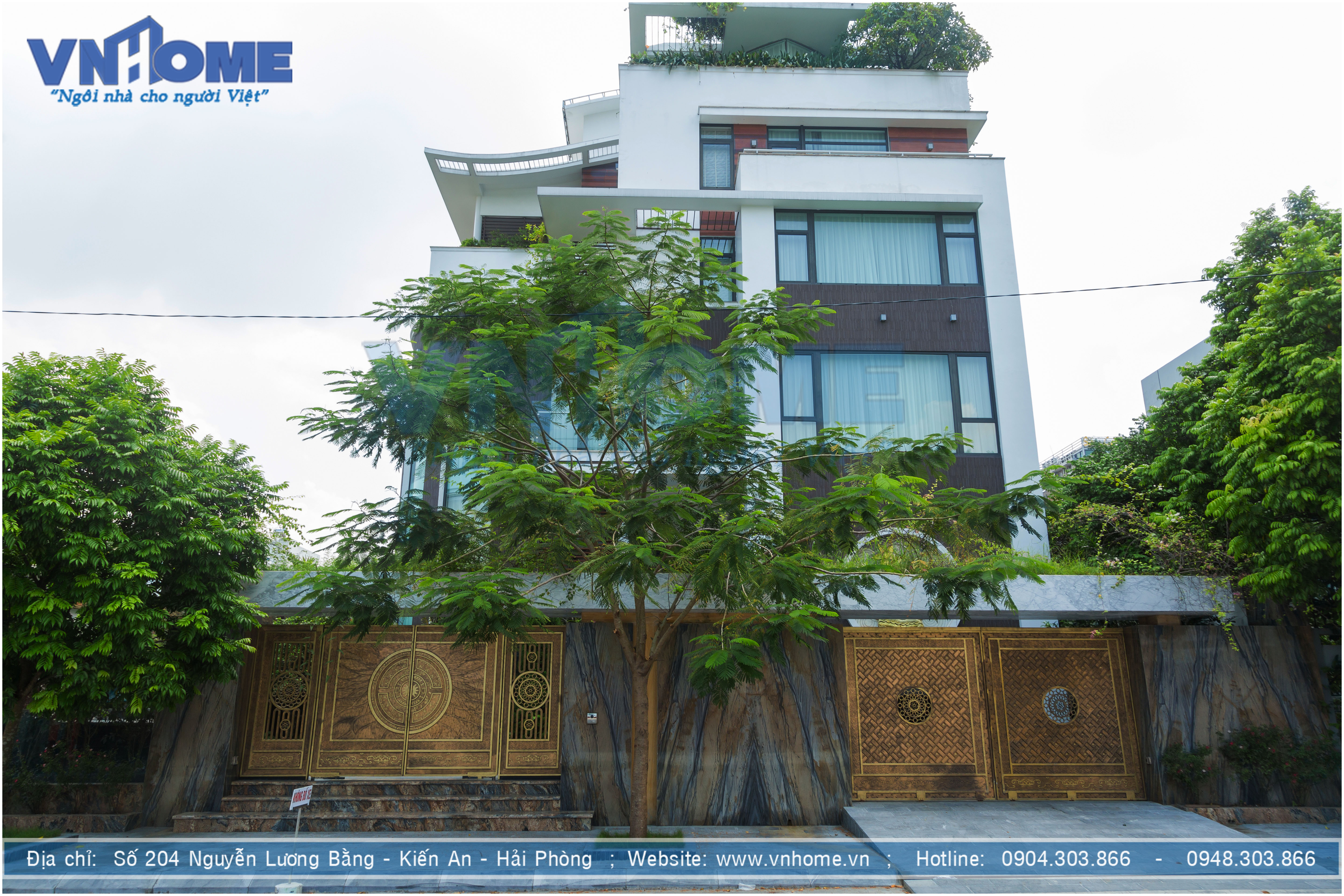 Hoàn thiện mẫu biệt thự  hiện đại 4,5 tầng mặt tiền 11m tại Quảng Ninh