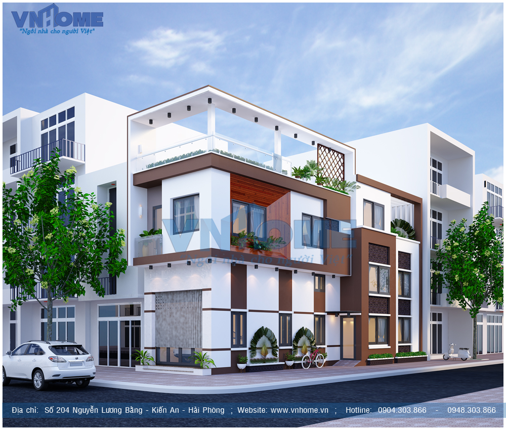 Thiết kế nhà 2 mặt tiền hiện đại 3 tầng tại Hải Phòng
