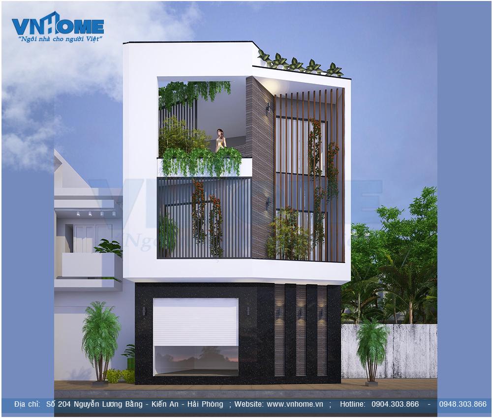 Mẫu thiết kế nhà lô 3 tầng hiện đại diện tích 9x10m tại Cầu Đất, Hải Phòng