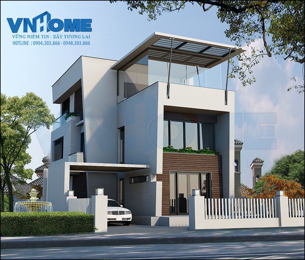 Thiết kế nhà lô 2 mặt tiền 3 tầng đẹp và mới lại tại Hải Phòng-VNH NLHD 0028