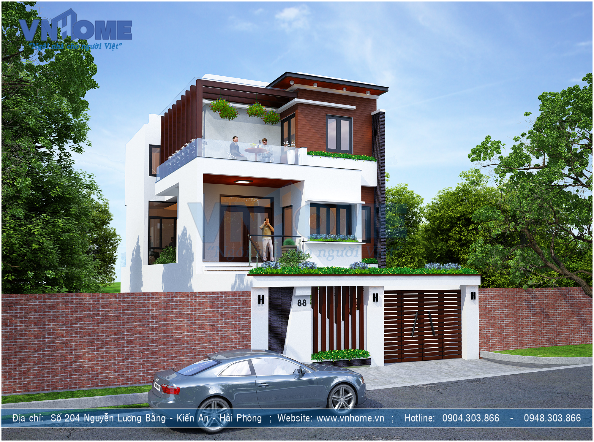 Thiết kế nhà phố hiện đại tại Nam Định-VNH NLHD 0039