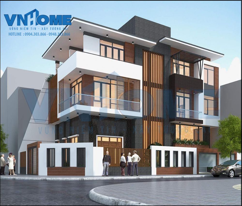 Thiết kế biệt thự hiện đại 3,5 tầng 2 mặt tiền - VNH BTHD 0015