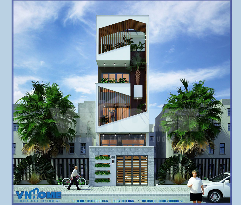 Nhà lô hiện đại 4 tầng mặt tiền 5M