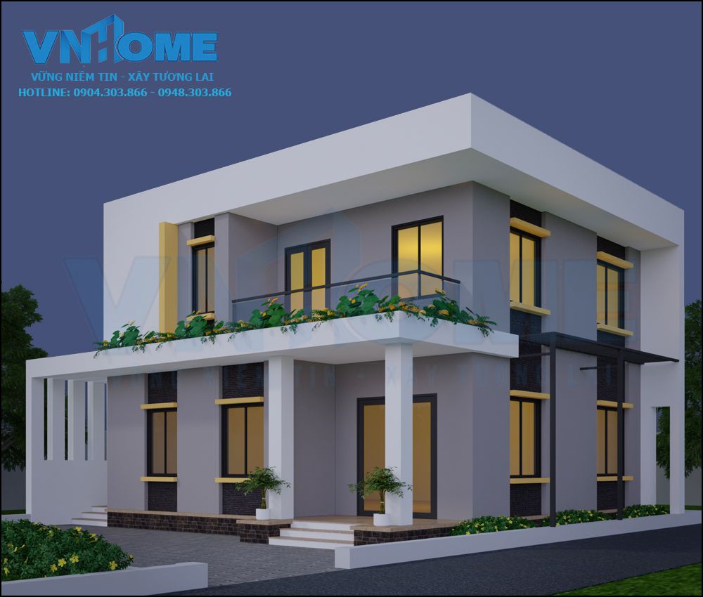 Thiết kế biệt thự hiện đại 2 tầng-VNH BTHD 0019