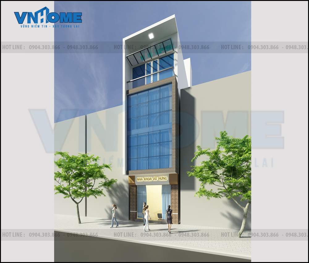 Thiết kế nhà lô phố kết hợp phòng khám nha khoa hiện đại chuyên nghiệp -VNH NLHD 0046
