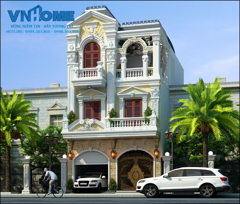 Thiết kế nhà lô cổ điển 3 tầng mới lại tại Hải Phòng - VNH NLCĐ 0002