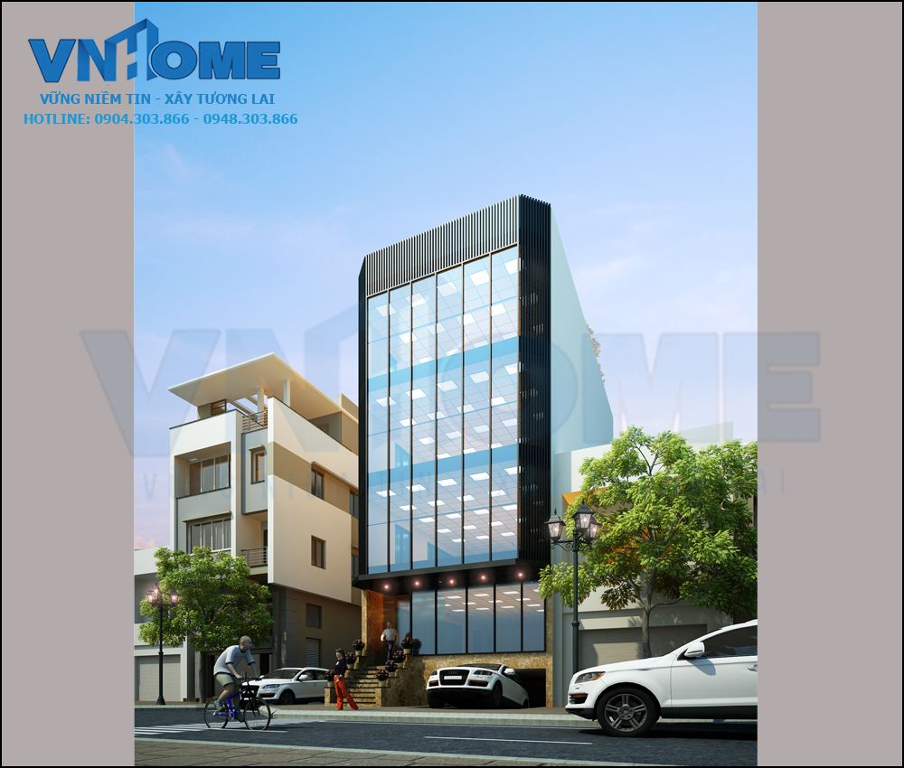 Thiết kế tòa nhà-văn phòng hiện đại mặt tiền 7.5 m - VNH TKVP 0001