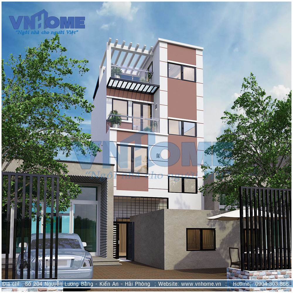 Mẫu thiết kế nhà lô hiện đại 4 tầng diện tích sàn 60m2 tại Tô Hiệu Hải Phòng