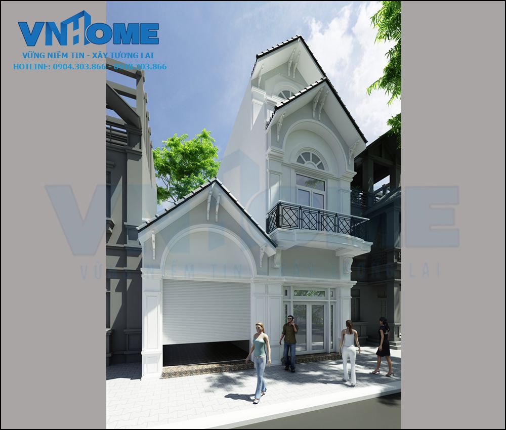 Thiết kế nhà lô tân cổ điển 2,5 tầng tại Hải Phòng – VNH NLTCD 0001
