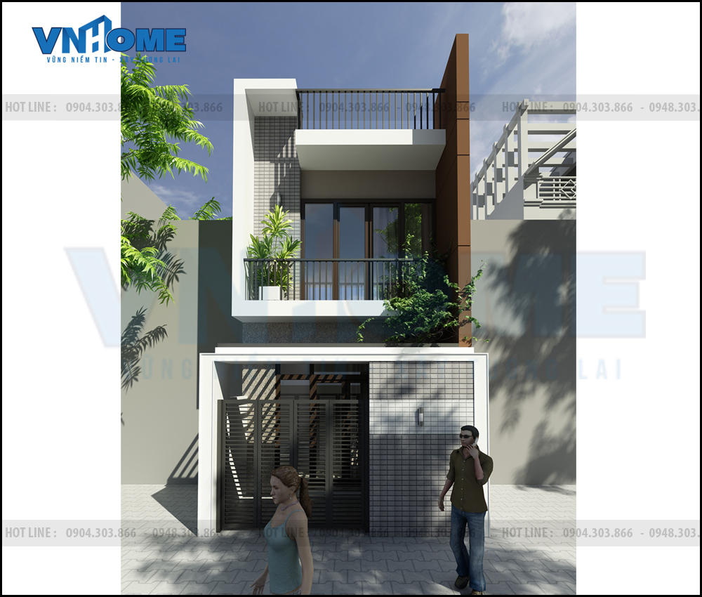Thiết kế nhà lô hiện đại 2 tầng đẹp đơn giản, tinh tế-VNH NLHD 0038