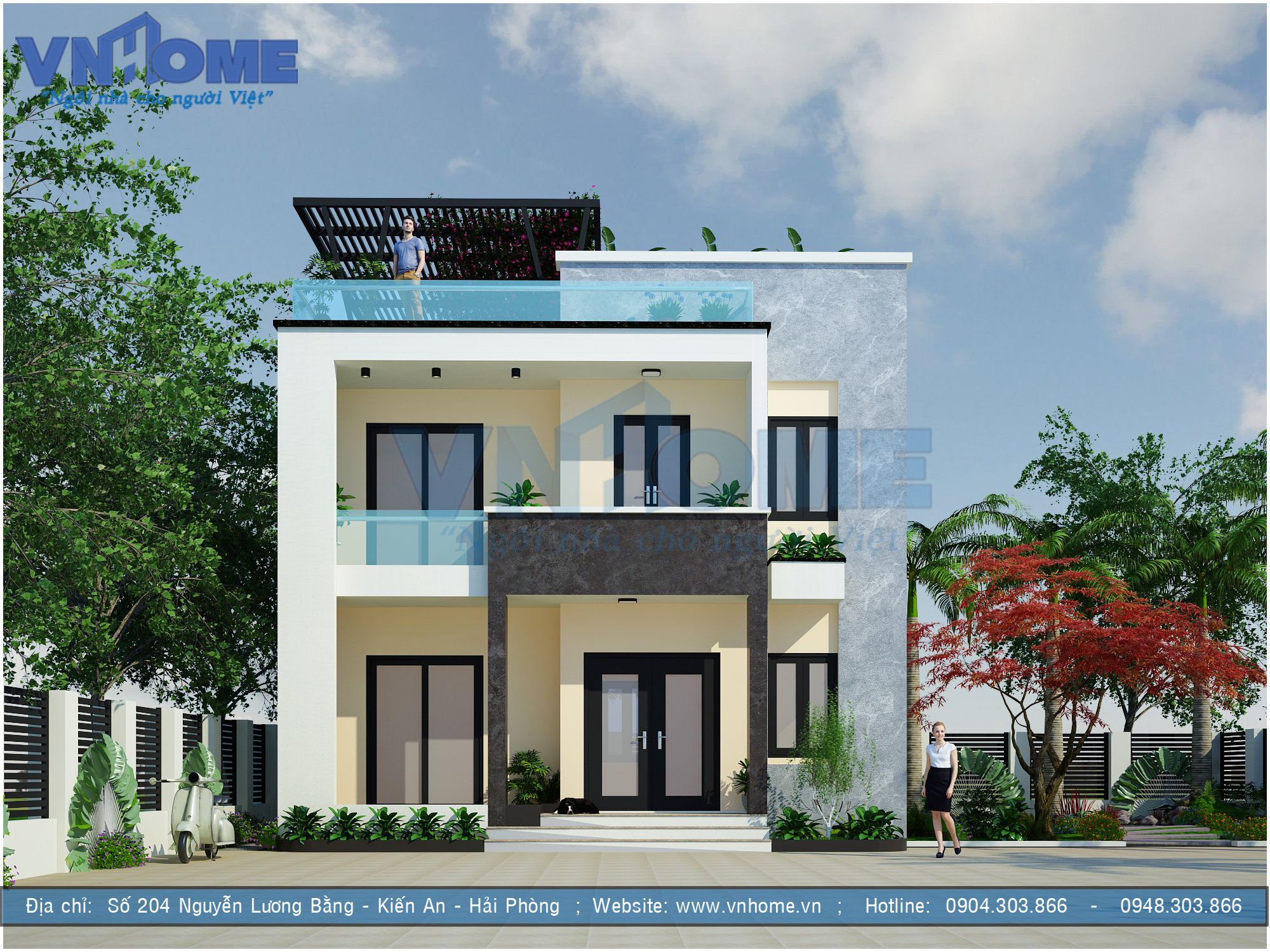 Thiết kế biệt thự hiện đại đơn giản, khỏe khoắn