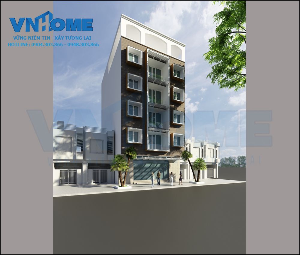 Thiết kế khách sạn hiện đại 5 tầng sang trọng-VNH TKKS 0006