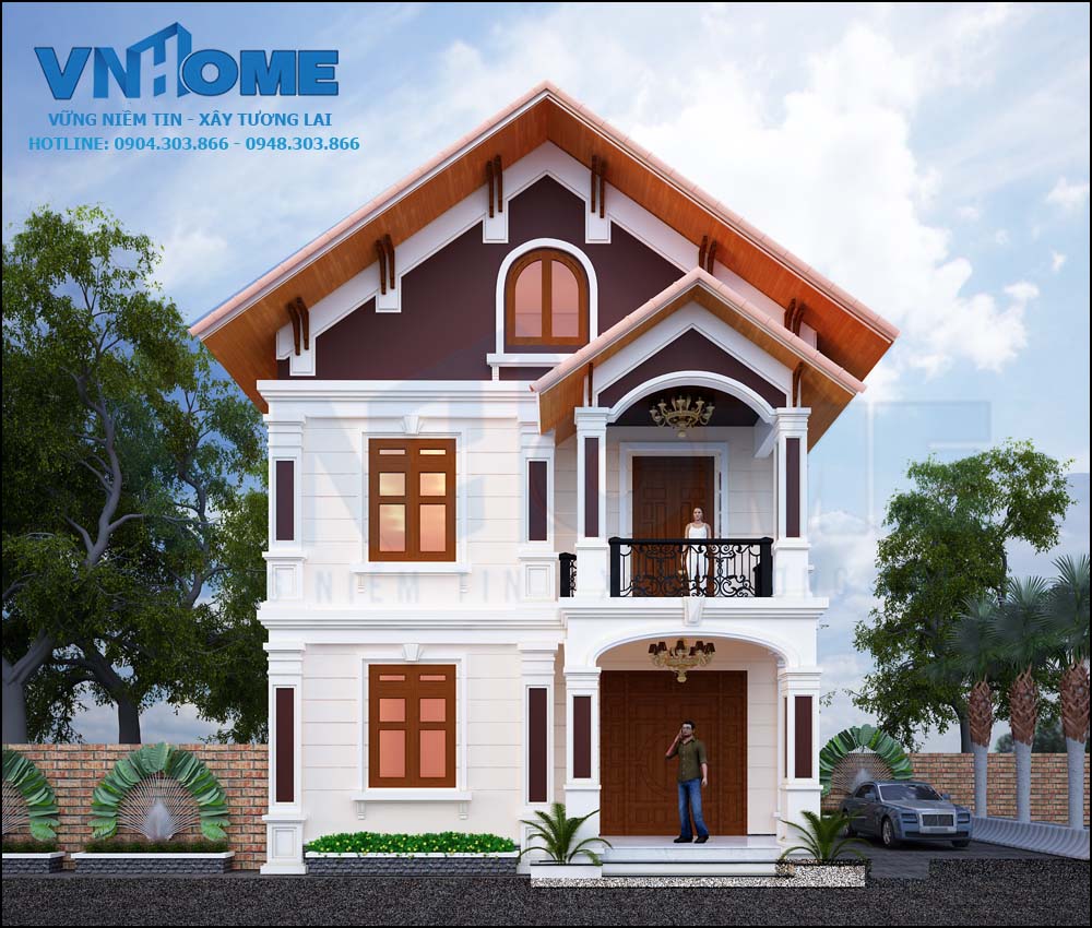 Thiết kế biệt thự tân cổ điển 2 tầng tại Kiến An - Hải Phòng - VNH BTTCD 0003