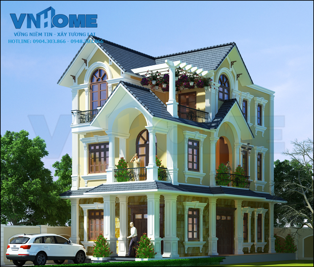 Biệt thự tân cổ điển 3.5 tầng mặt tiền 8m - VNH BTTCD 0009