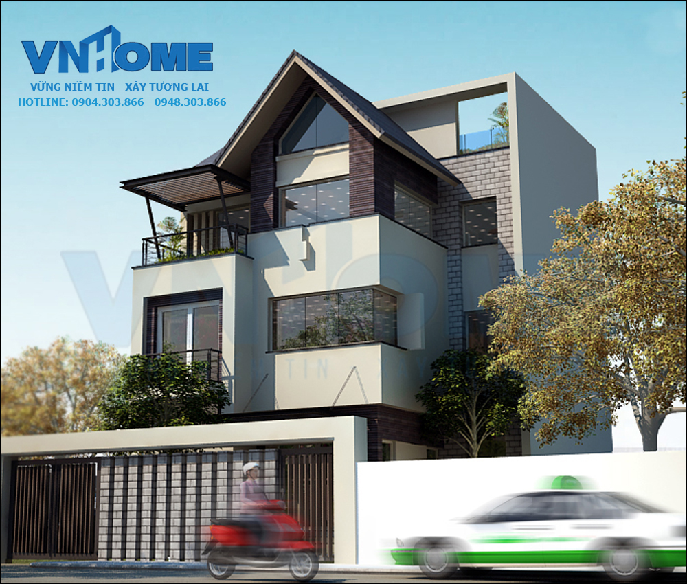 Thiết kế biệt thự hiện đại độc đáo 3,5 tầng – VNH BTHD 0033 