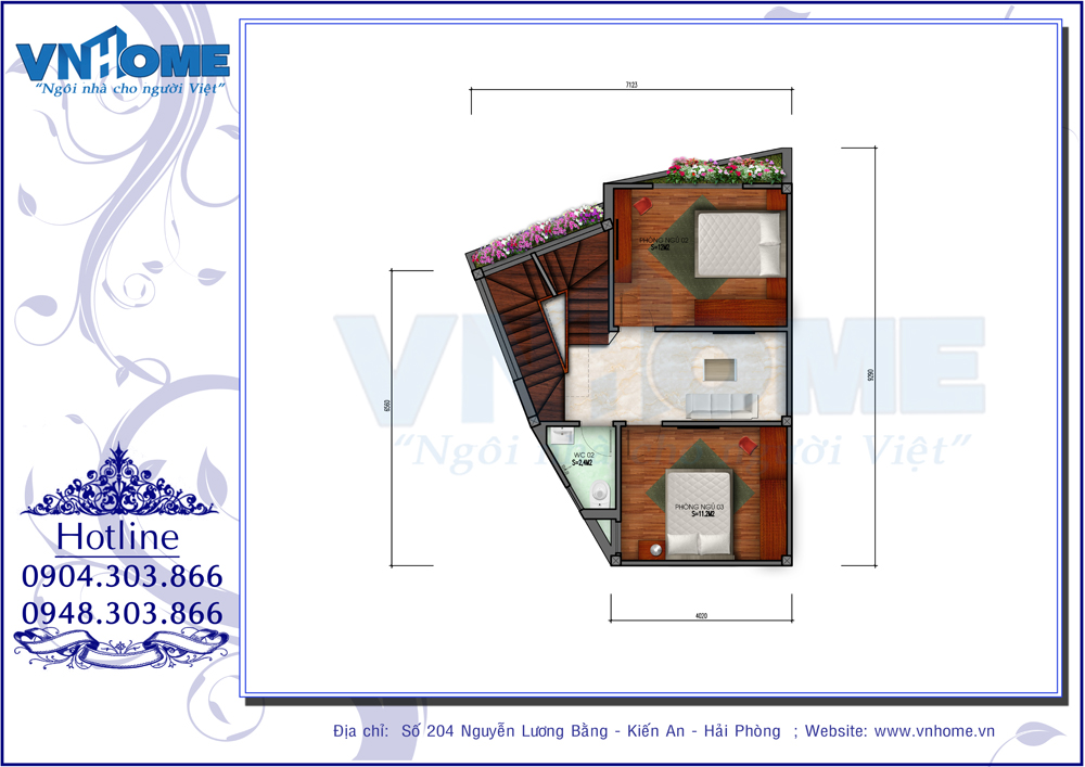 Mẫu thiết kế nhà lô 3 tầng hiện đại diện tích 9x10m tại Cầu Đất, Hải Phòng 7