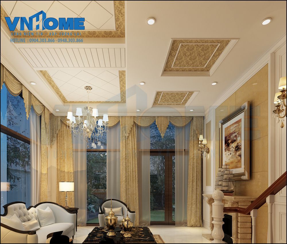 Mẫu thiết kế nội thất phòng khách tân cổ điển đẹp sang trọng
