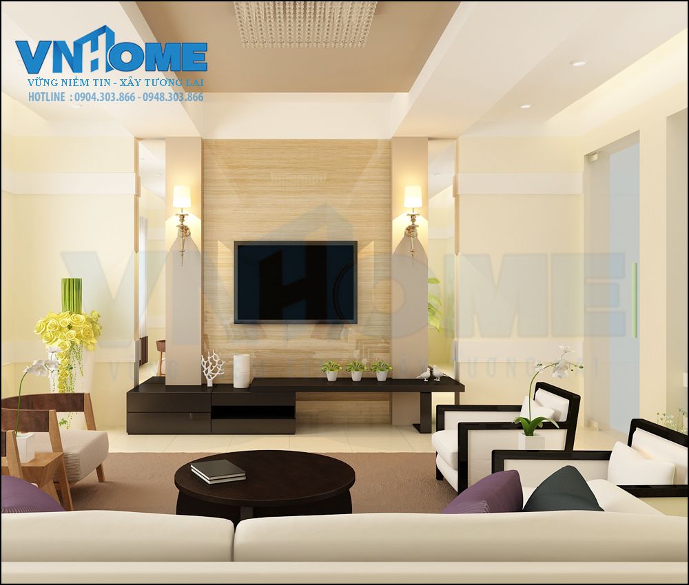 Thiết kế nội thất phòng khách của căn nhà lô hiện đại
