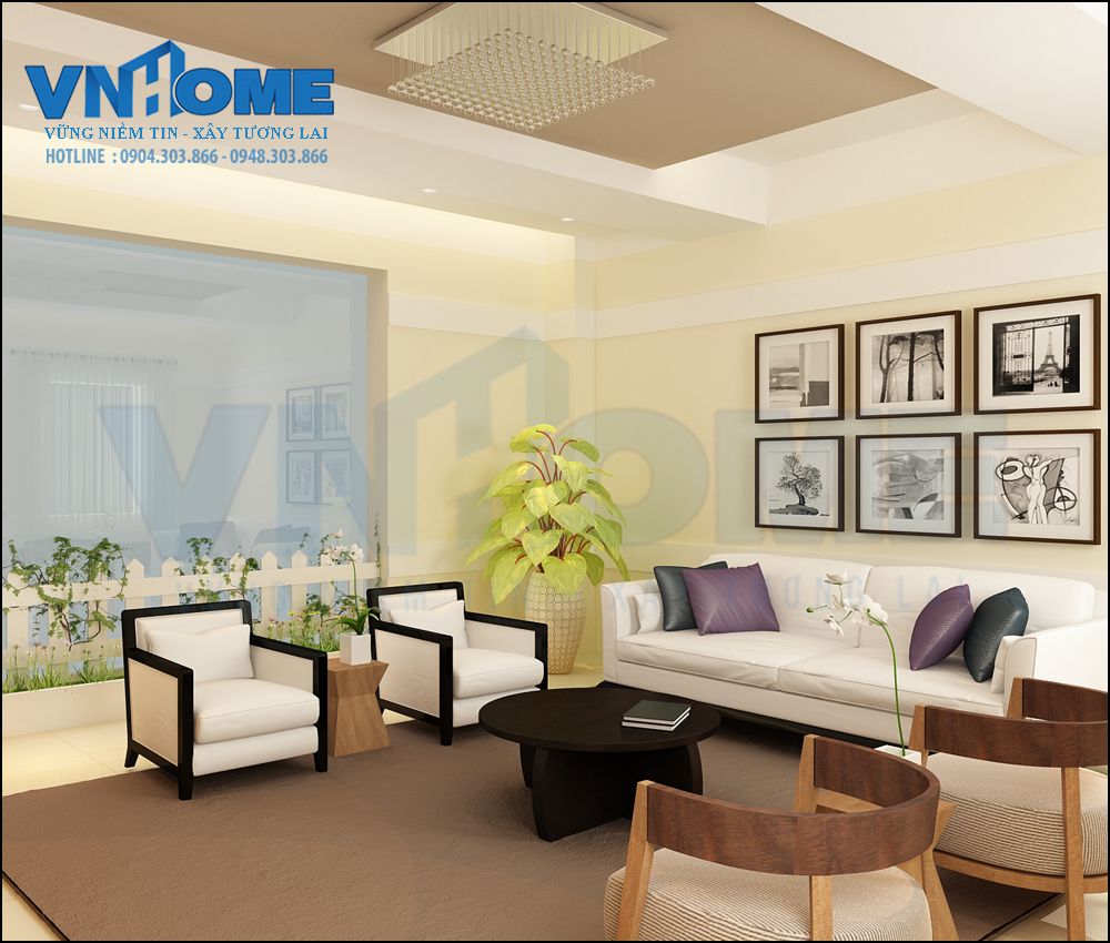 Thiết kế nội thất phòng khách của căn nhà lô hiện đại