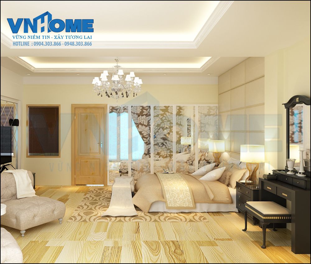 Thiết kế nội thất phòng ngủ của căn nhà lô hiện đại