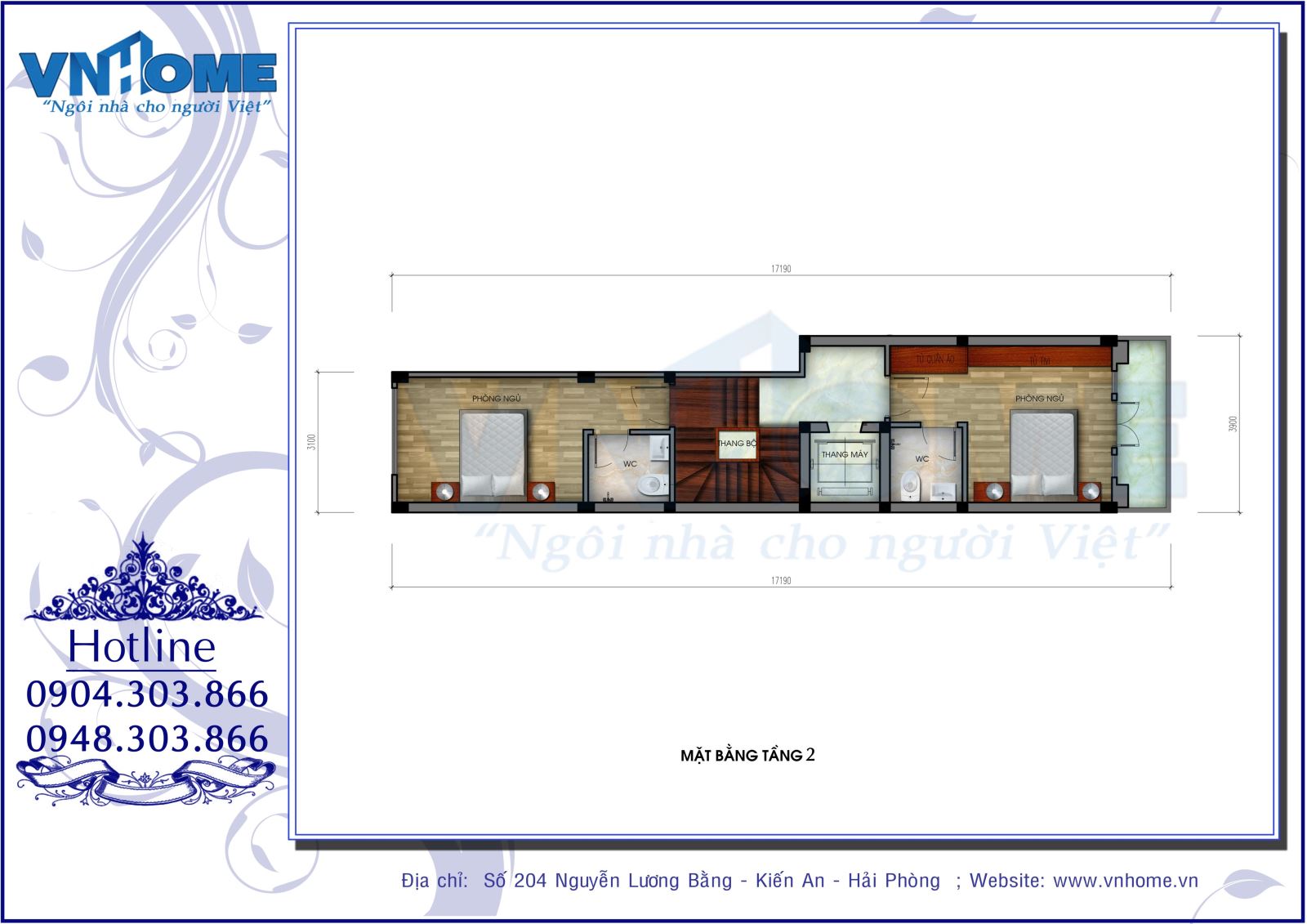 Bản vẽ chi tiết mặt bằng công năng tầng 2 khách sạn 