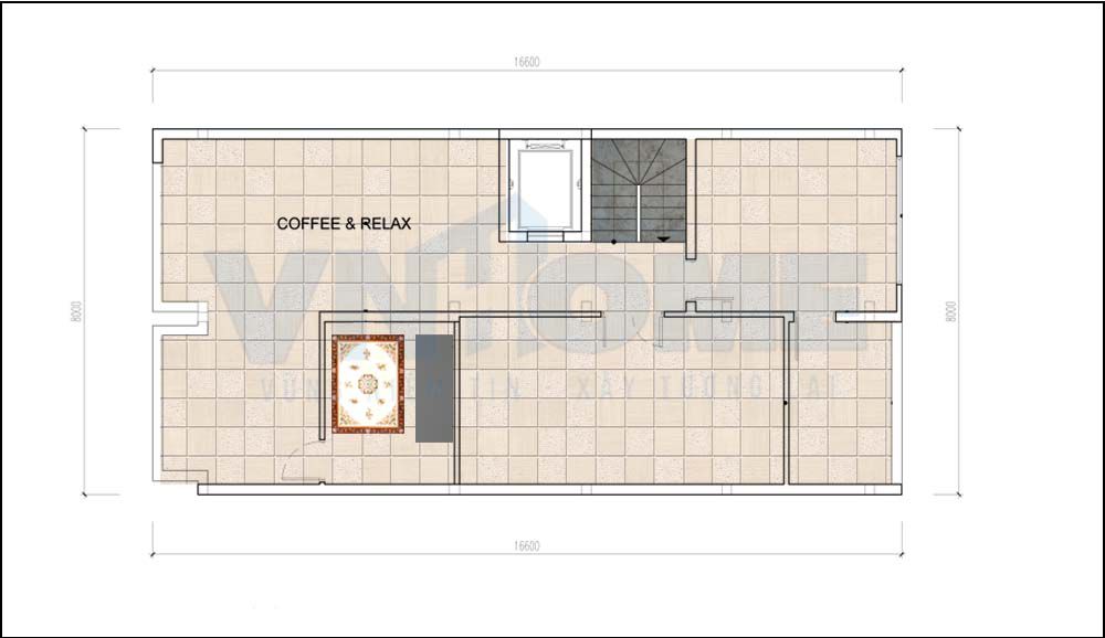 mặt bằng tầng 5 của căn nhà lô tân cổ điển