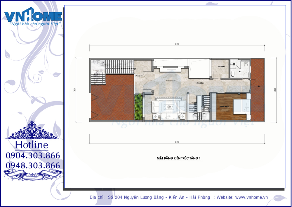 Mẫu thiết kế nhà lô 3 tầng diện tích 8x21m tại Tiên Lãng, Hải Phòng 4