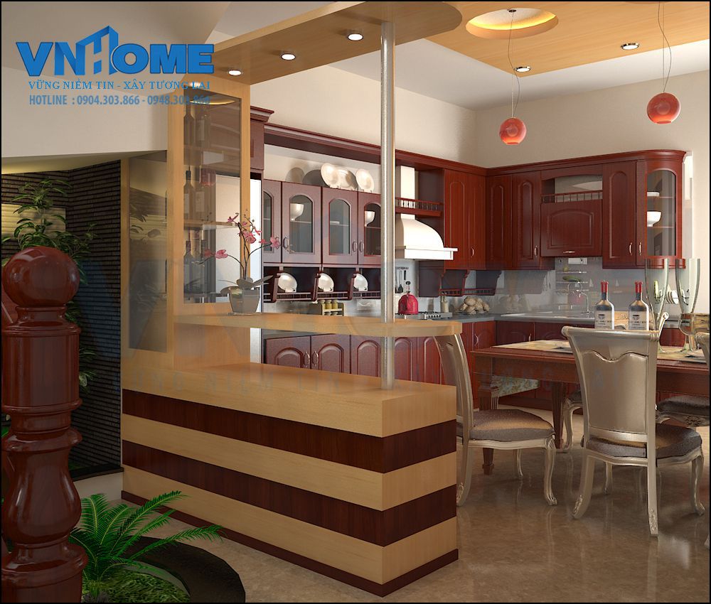 mẫu thiết kế nội thất phòng bếp của căn nhà lô hiện đại