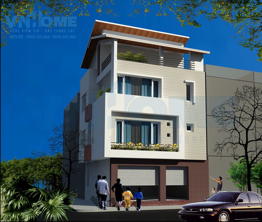 thiết kế biệt thự hiện đại 4,5 tầng tại Hải Phòng