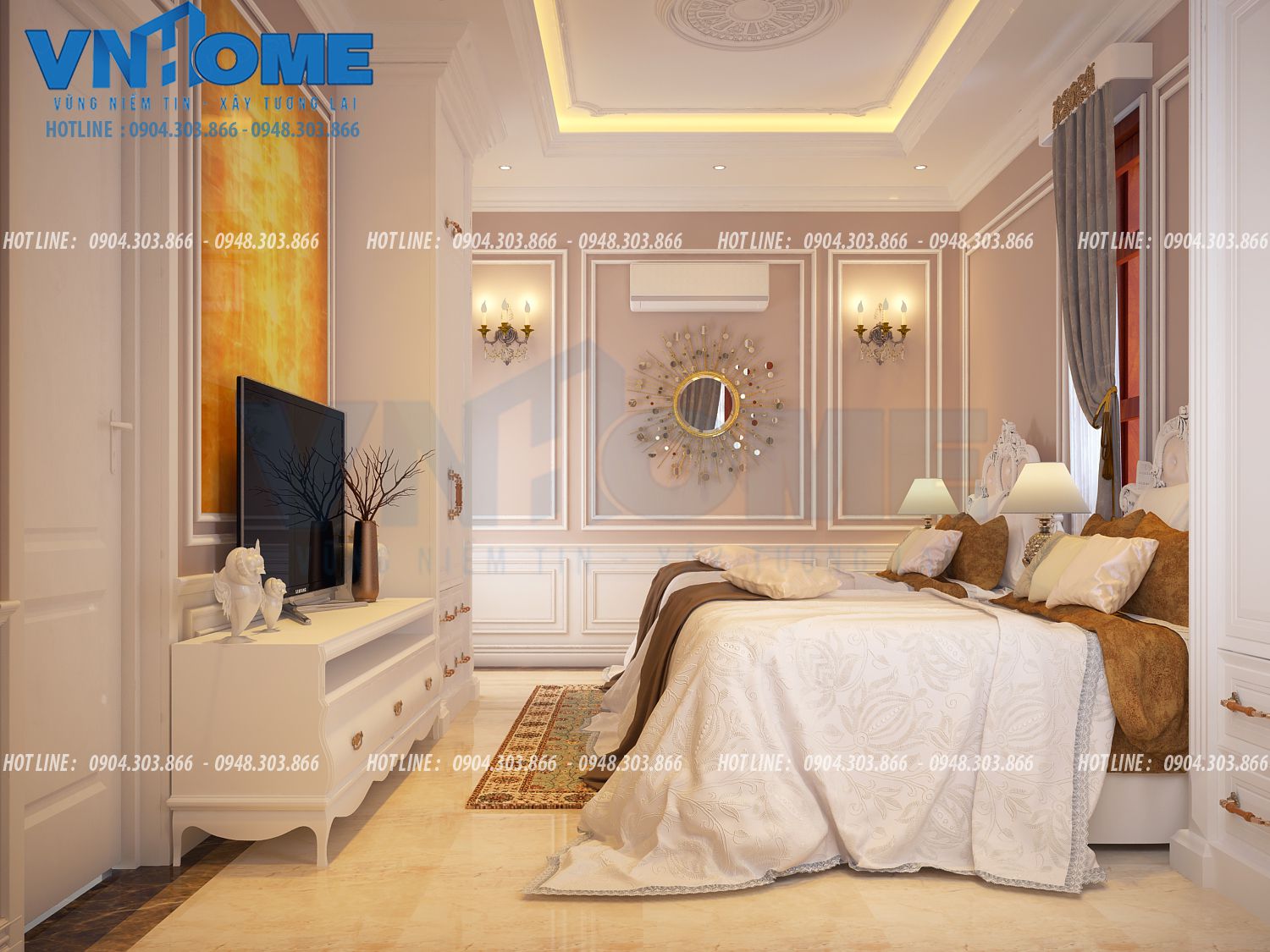 Nội thất phòng ngủ biệt thự cổ điển