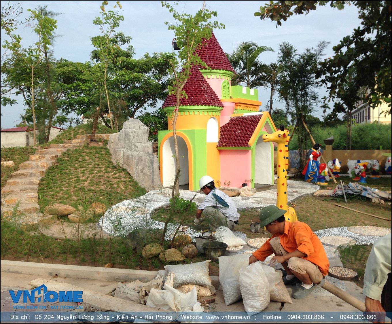 Thi công công trình trường mầm non xã chiến thắng