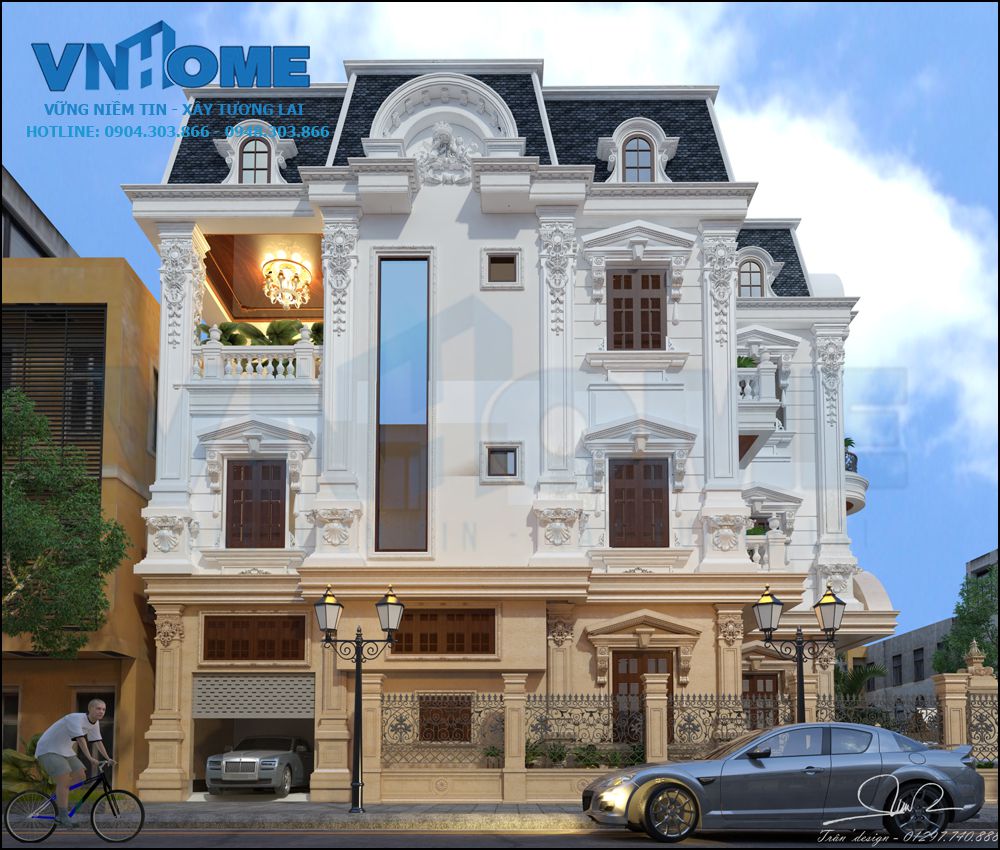 thiết kế biệt thự cổ điển 3,5 tầng tại Hải Phòng