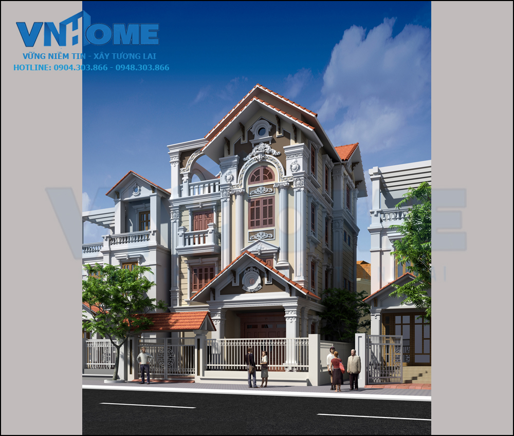 phối cảnh biệt thự cổ điển