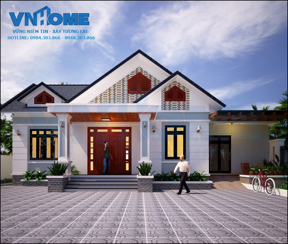 thiết kế biệt thự hiện đại 1 tầng