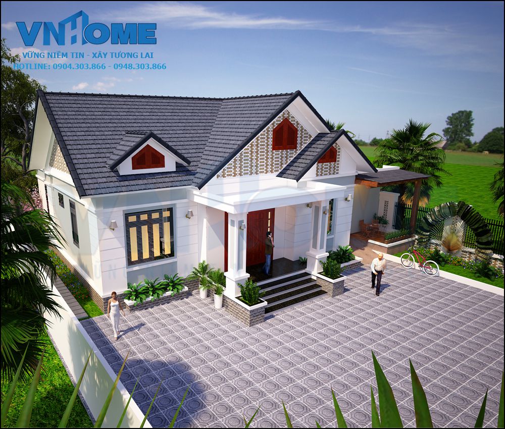 thiết kế biệt thự hiện đại 1 tầng