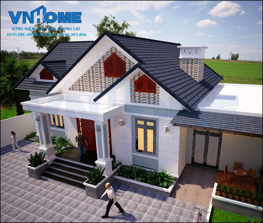 thiết kế biệt thự hiện đại 1 tầng