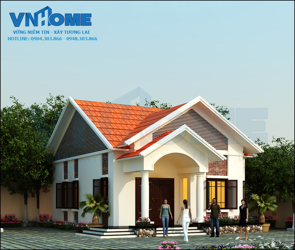 thiết kế biệt thự nhà vườn 1 tầng đẹp