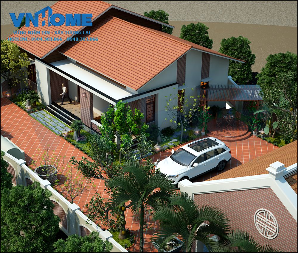 thiết kế biệt thự hiện đại 1 tầng