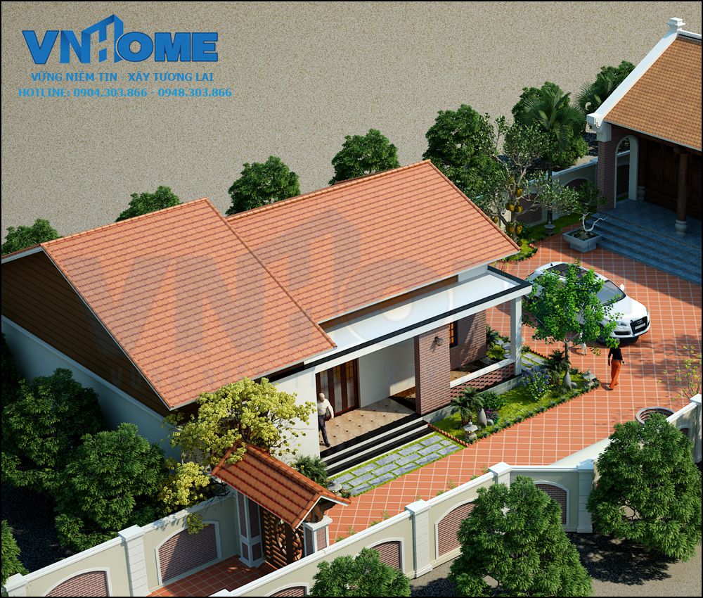 thiết kế biệt thự hiện đại 1 tầng