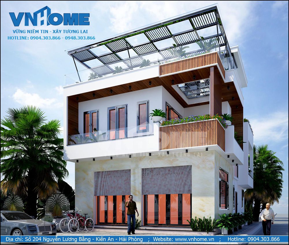thiết kế biệt thự hiện đại 2,5 tầng tại hải phòng
