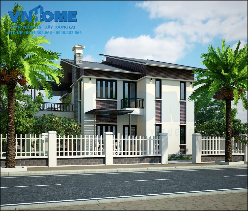phối cảnh biệt thự hiện đại 2 tầng tại Hải Phòng