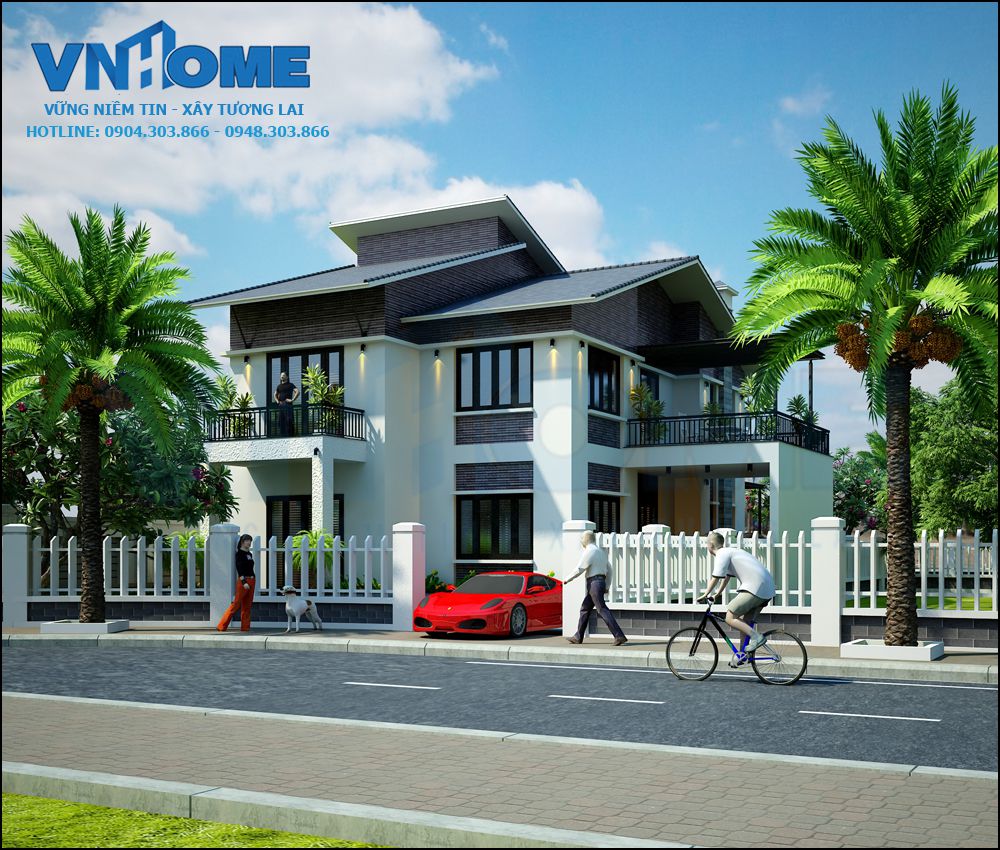 phối cảnh biệt thự hiện đại 