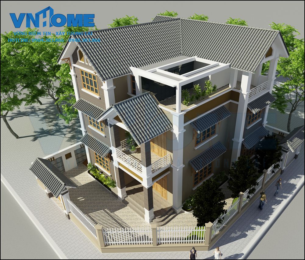 thiết kế biệt thự hiện đại 3 tầng tại Hải Phòng