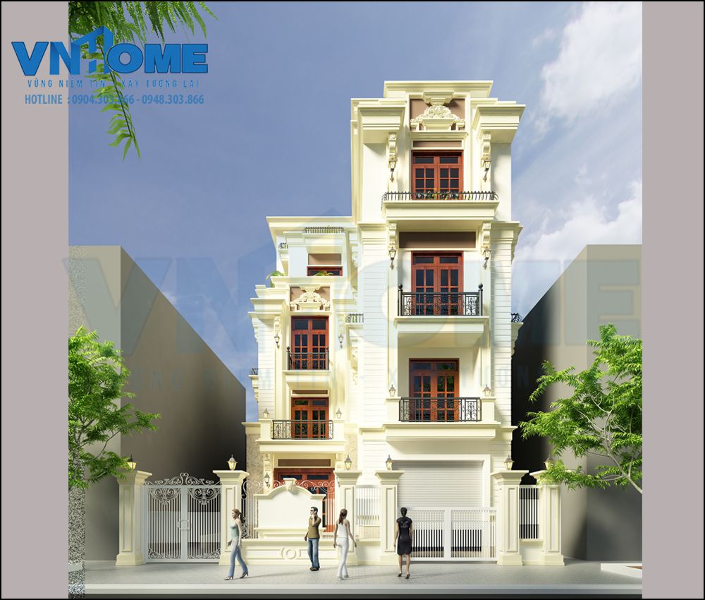 Thiết kế biệt thự tân cổ điển 4 tầng