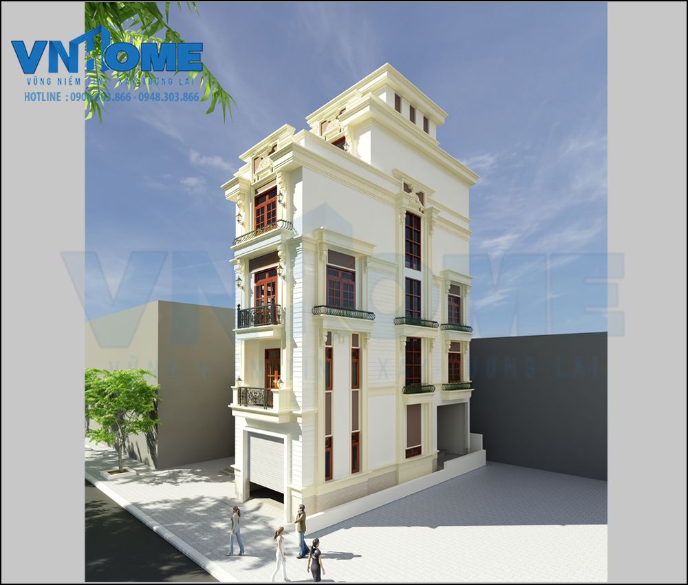 Thiết kế biệt thự tân cổ điển 4 tầng