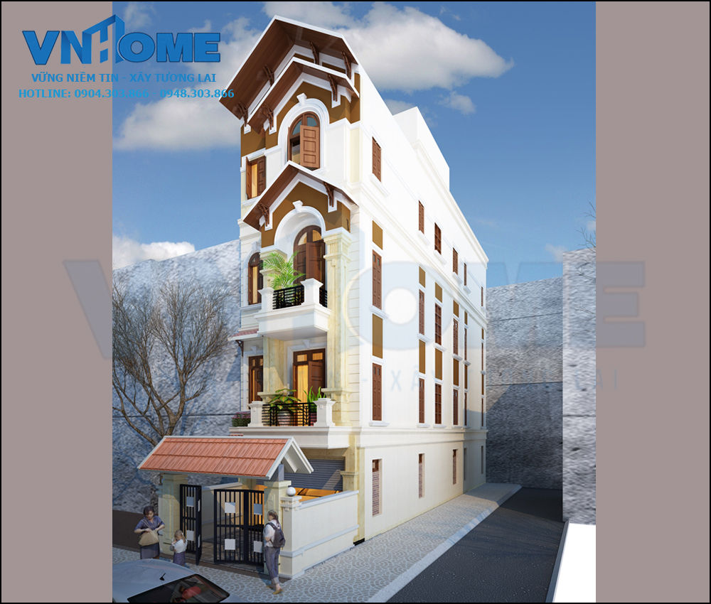 nhà ống hiện đại 4.5 tầng